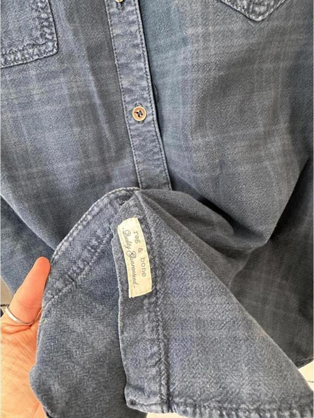 Rag & Bone Jean Blue Button-Down Shirt Size S Country-Coded Minimalist - Picture 4 of 12